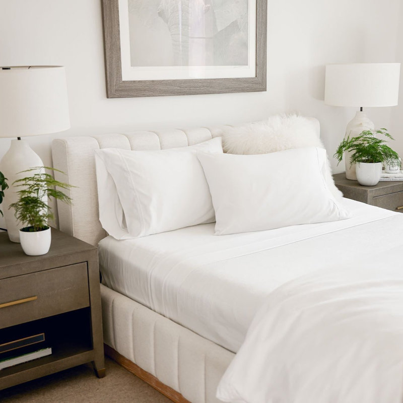 Botanical Dream 1000 Thread Count Bamboo Blend 2pc. Pillowcase Set, White, King