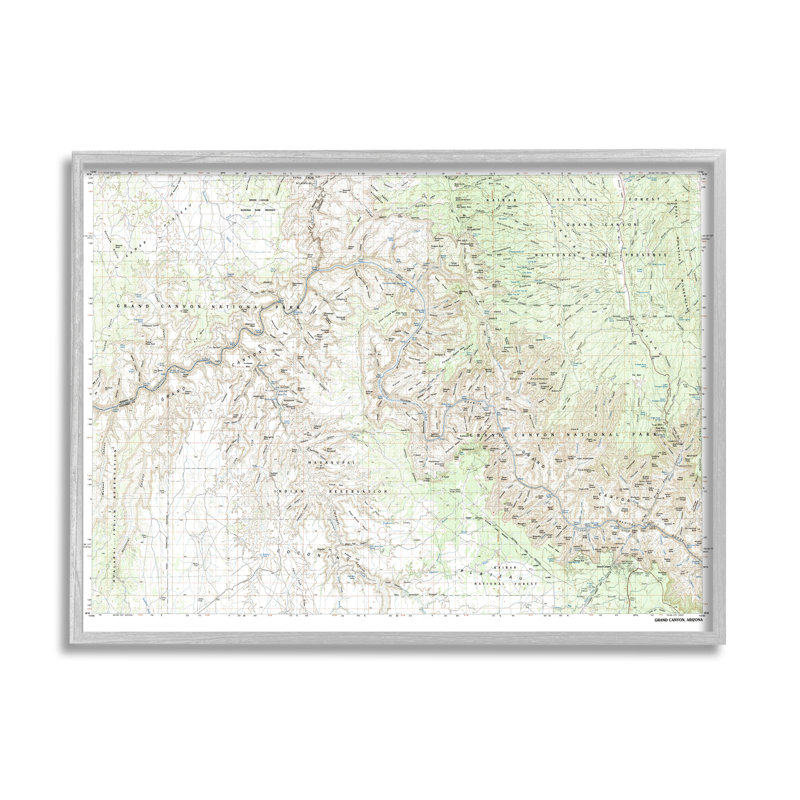 Carte topographique de la réserve de parc national du Grand Canyon par Daphne Polselli, Estampe numérique Farmhouse