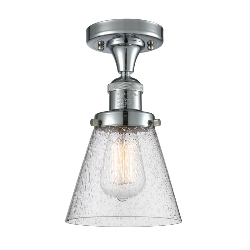 Glass Semi Flush Mount, Polished Chrome