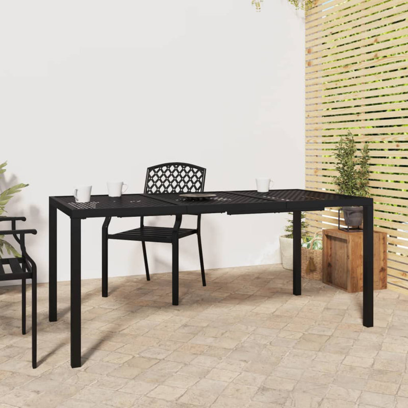 Doher Rectangular Metal Outdoor Dining Table , cm W cm D, 72cm H x 165cm W x 80cm D
