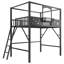 Lit mezzanine en métal, taille standard, avec échelle et étagères de rangement, lit mezzanine haut pour enfants et adolescents, noir