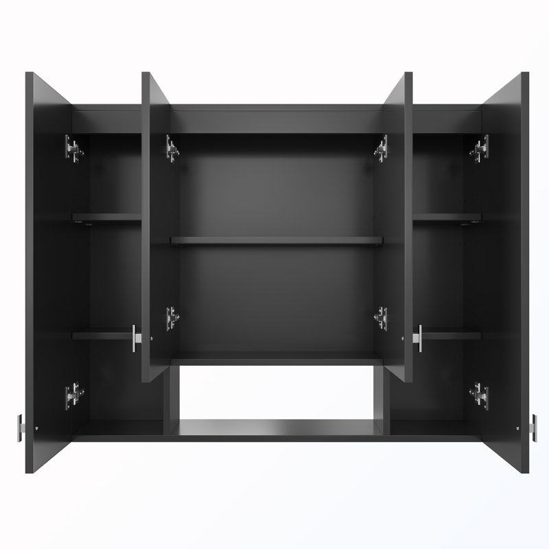 Wallmounted Softclosing Bathroom Cabinet With Adjustable Shelves, Black