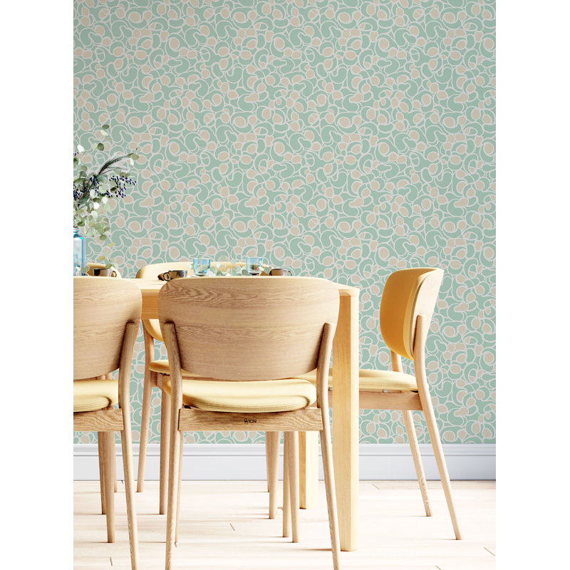 Squiggle Spots 33' L x 20.5" W  Wallpaper Roll, Green