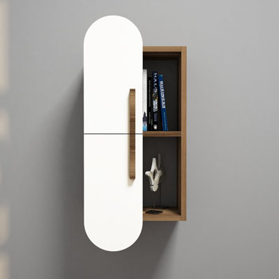 Modern Wall Shelf with Multiple Shelves, Walnut & White, 13.8 x 23.6 x 8.7 inches | 100% Melamine Coated Particle Board, Thickness: 0.7 inches | Wall-Mountable Design, Perfect for Home or Office Storage & Display, Stylish and Functional Decor