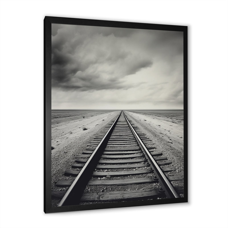 Minimalisme au pays des merveilles, train sur rail, impression sur toile, Cadre photo noir, H 32 po x l 24 po x P 1 po