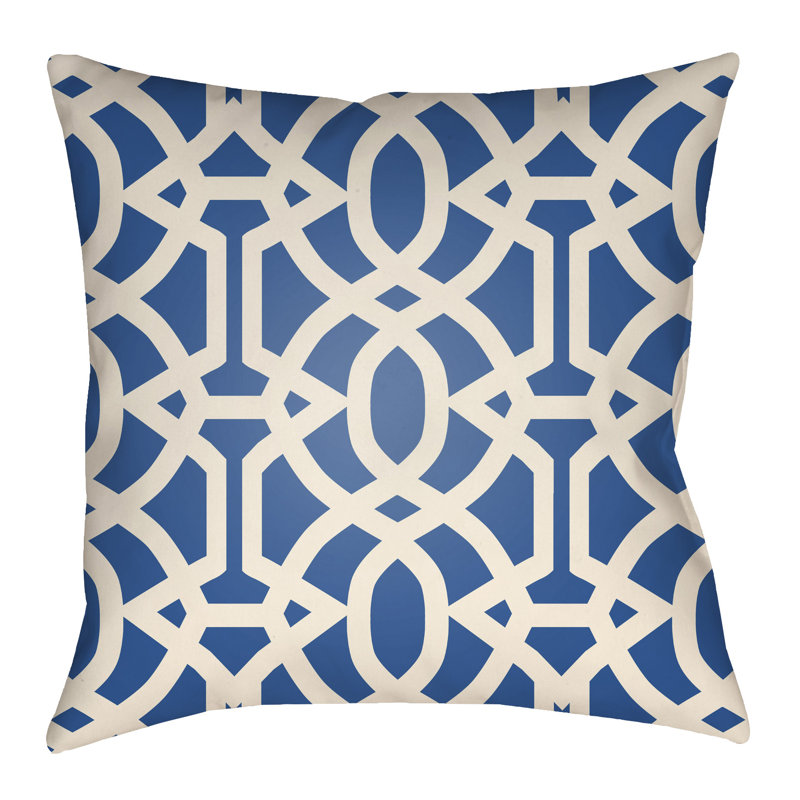 Litchfield Massey Geometric Outdoor Throw Pillow, 22" x 22", Royal Blue/Ivory