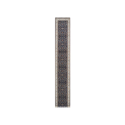 2'8"x18' Midnight Blue Nain Wool & Silk 250 KPSI Hand Knotted Runner Rug 4BCFA6923D5946FA82A7F609DF71CD93
