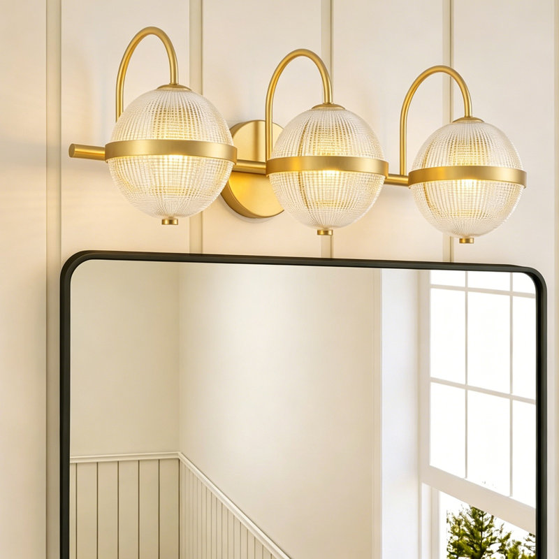 Neven 3 -Light Glass Globe Vanity Light Under the Mirror