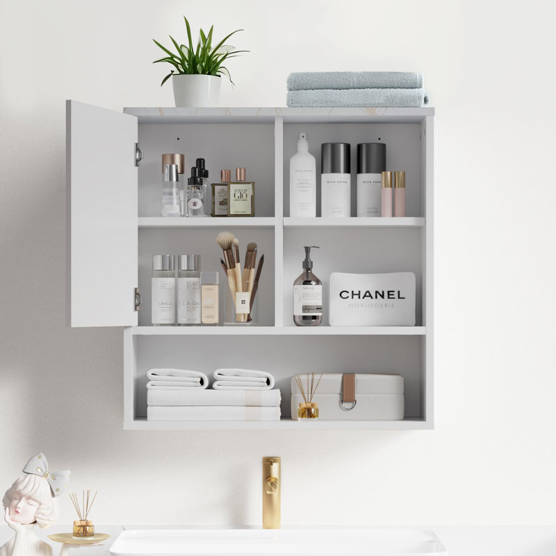 Armoire de salle de bain murale cannelée, Blanc