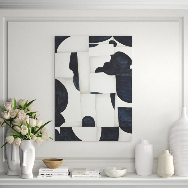 Black Puzzle Painting by Sara Brown, Glass Coat, 41" H x 30" W