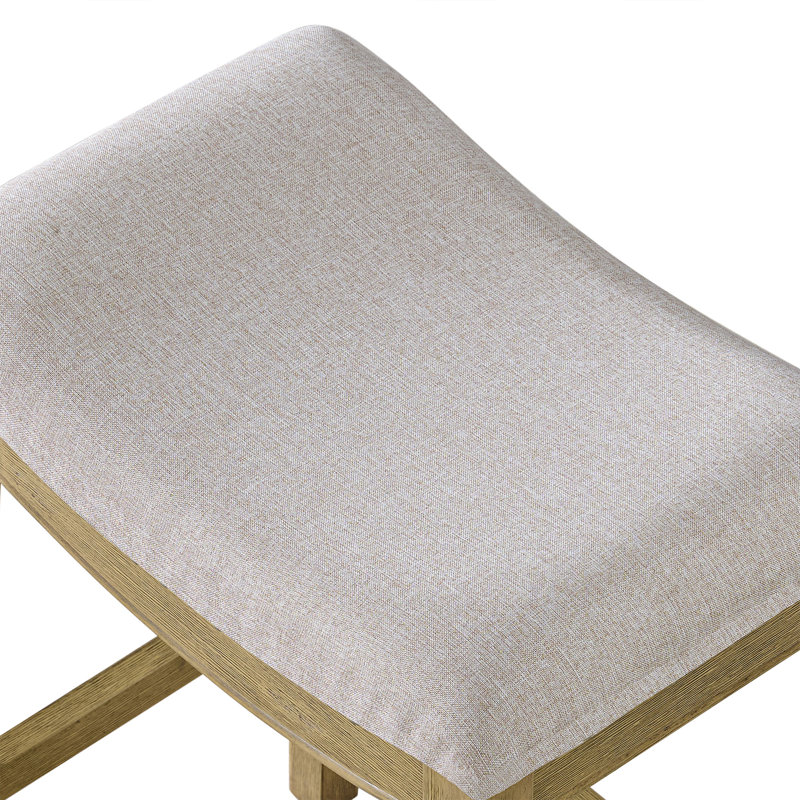  Parker Backless Saddle Counter Stool, Natural, Cream Upholstery, 4 Pack, Cream/Natural, 4