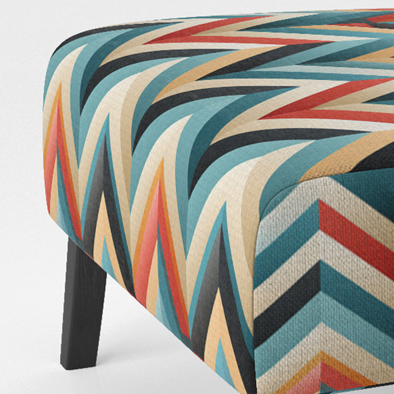 Geometric Harmony Chevron Pattern - Upholstered Abstract Accent Chair and Arm Chair, Blue/Red Polyester Blend