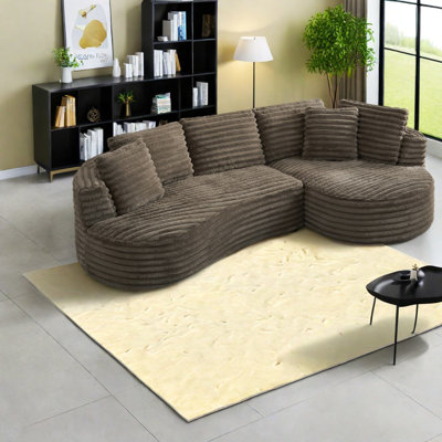 Compression Corduroy Sectionals, Modern Curved L Shape Home Lounge Sofa