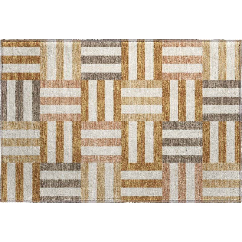Premium Machine Washable Mayfield AMF2332 Geometric Rug, Paprika, 2'6" x 3'10"