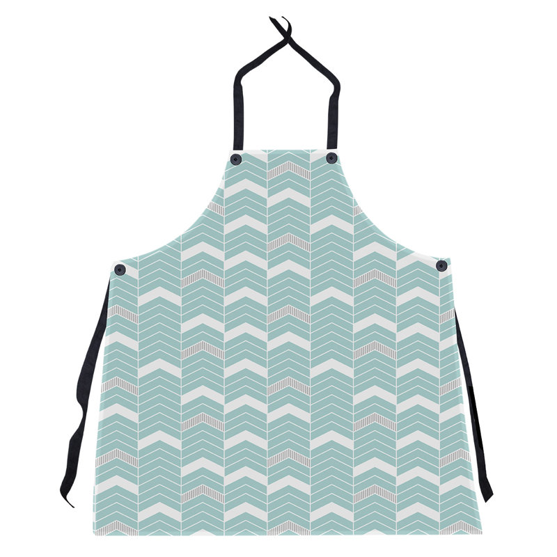 Tablier à chevrons Stephenie, Bleu sarcelle/Gris