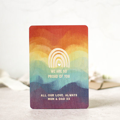 Jessie-May Personalised Lgbtq Card In Wood