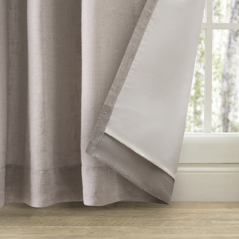 Swadlincote Elegant Linen-Look Light Filtering Grommet Double-Wide Patio Curtain Panel, Gray