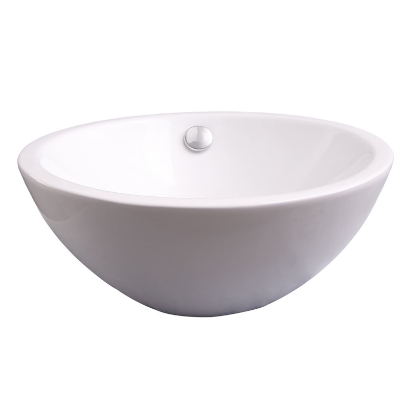 Barclay Dayton 15.37'' White Vitreous China Circular Bathroom Sink with Overflow