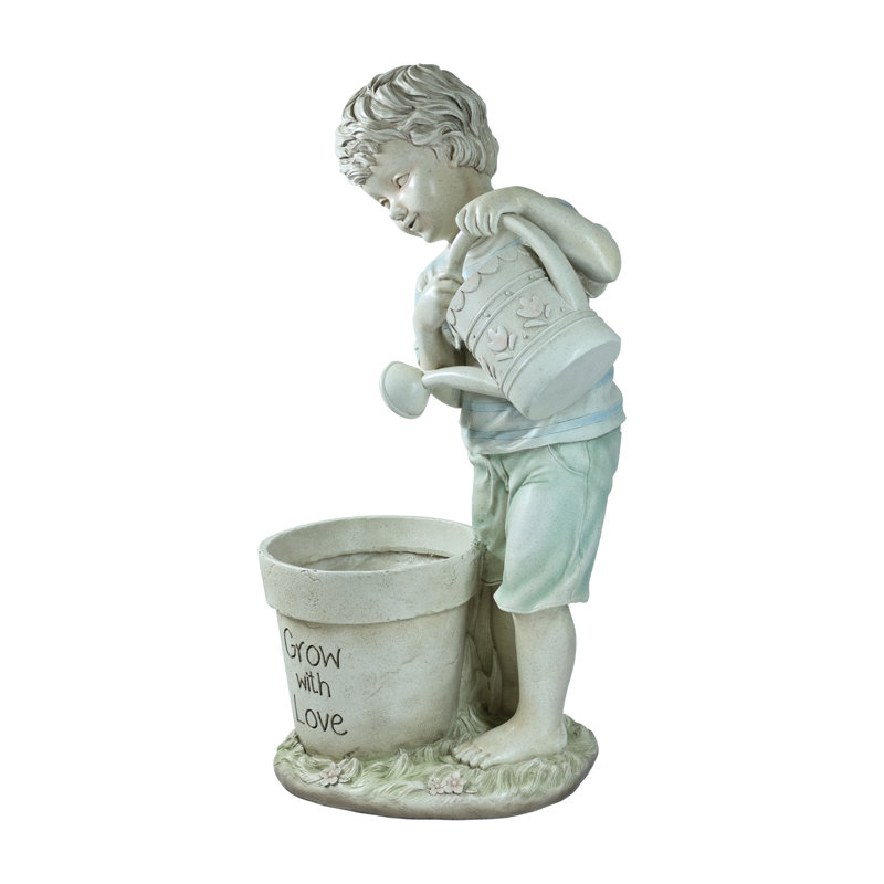 Statue garçon avec pot d'arrosage