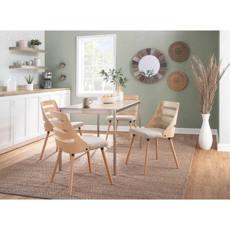 Huitt 18'' H Upholstered Side Chair, Cream/Natural