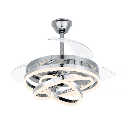 Heighton 36'' Retractable LED Ceiling Fan with Remote and Light Kit DC Motor 6 Speeds