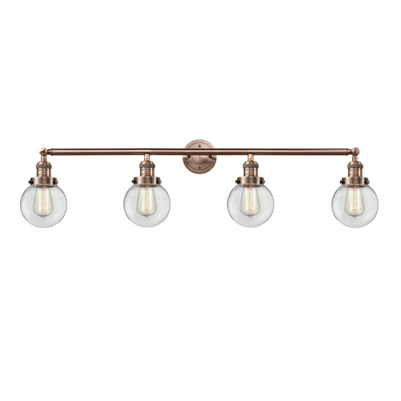 Clementina 4 - Light Dimmable Vanity Light, 60 Watt Vintage Incandescent Bulb, Clear, Antique Copper