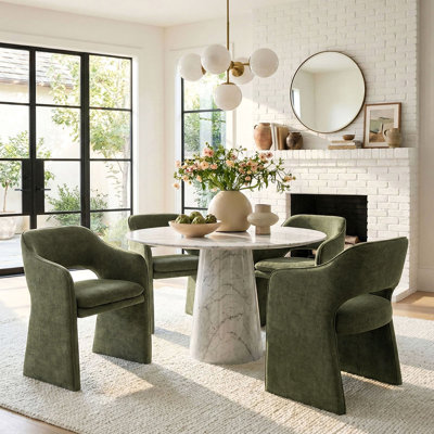 19" Seat Height Upholstered Fabric Dining Armchair