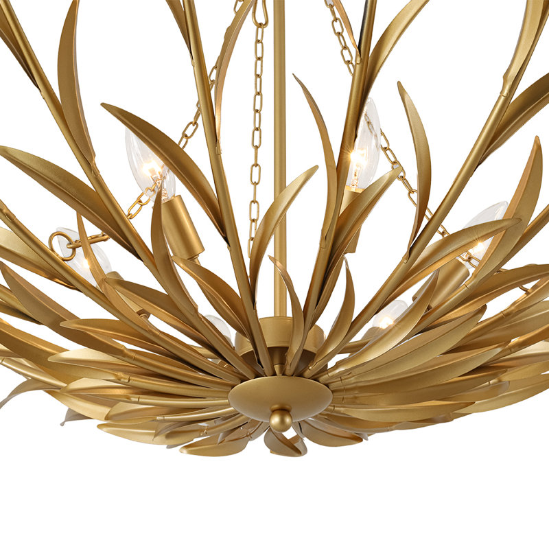 Lustre à 6 lumières en feuille d'or