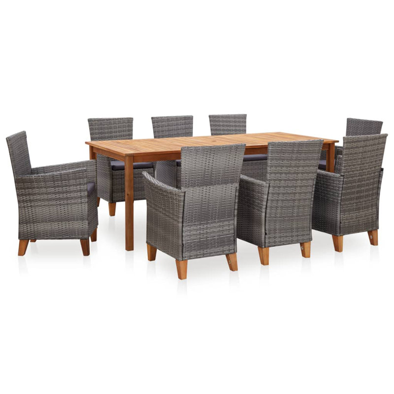 Yonce Rectangular Dining Set with Cushions, 8