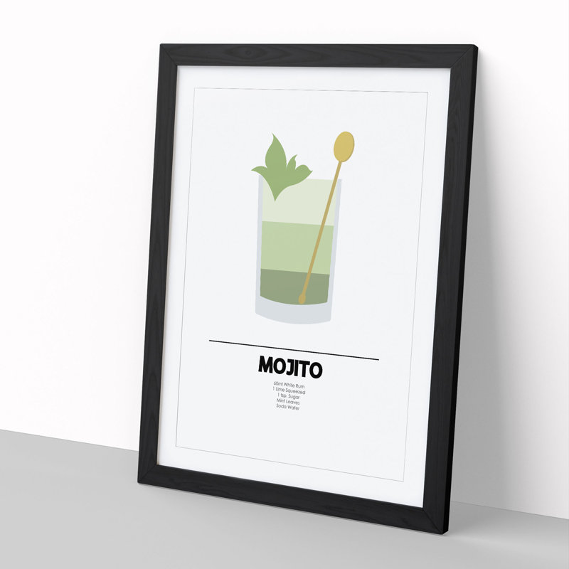 Mojito Cocktail - Picture Frame Graphic Art, 90cm H x 65cm W x 2cm D, Black Framed
