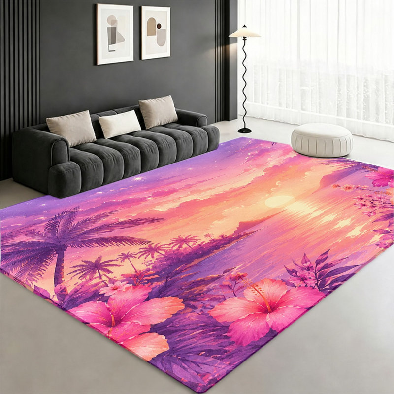 Tapis Vibrant Sunset Tropical, Rectangle 8 pi 2 po x 5 pi 11 po (250 x 180 cm)