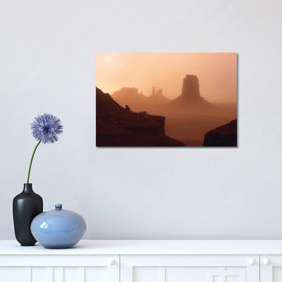 Sandstorm Enshrouding Mittens, Monument Valley, Arizona 1 Piece Wrapped Canvas Wall Art