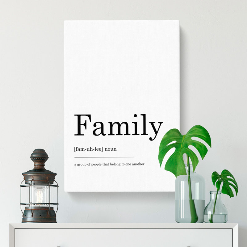 Definition Of Family Typography - Wrapped Canvas, 91cm H x 60cm W x 3cm D