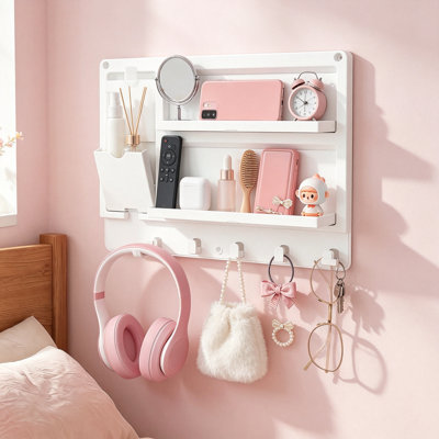 Black Plastic Dorm Bedside Shelf
