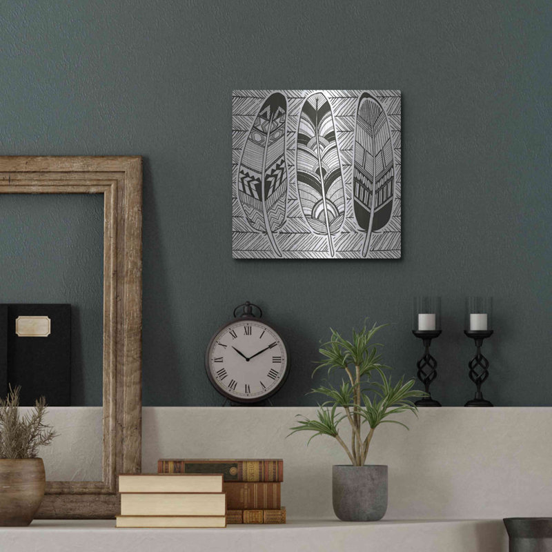 Luxe luxueux «Geo Feathers II Zentangle» par Sara «Geo Feathers II Zentangle» par Sara Zieve Miller, H 12 po x l 12 po