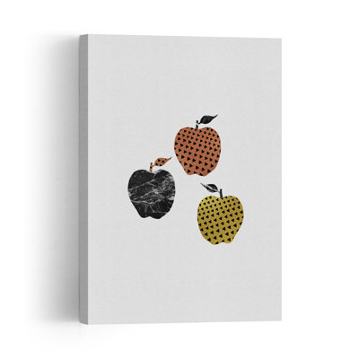 Three Modern Apples Abstract Contemporary Wall Art Print 1 Piece Wrapped Canvas Wall Art