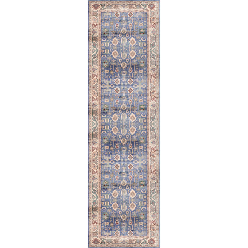 Tapis avec envers antidérapant VNH02-BLUE, Tapis de couloir 2 pi 2 po x 7 pi 6 po