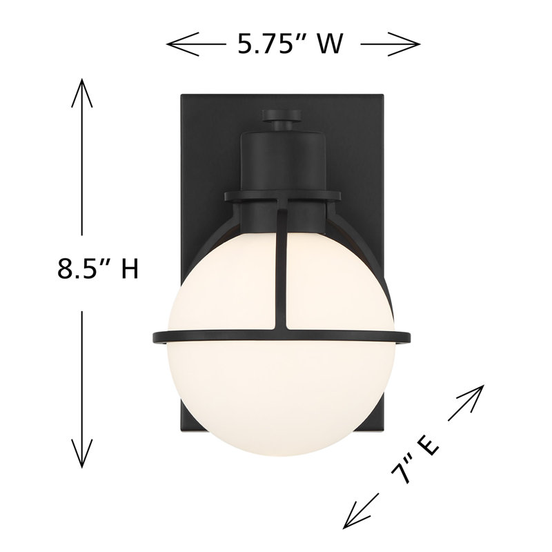 Pierce 1-Light Wall Sconce in Black, Black