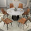 Ensemble de table de salle à manger en pierre frittée 7 pièces avec chaises en similicuir-311572129-311572130