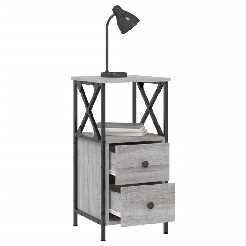 Herendeen 34cm W Iron Bedside Table, Grey Sonoma, Individual