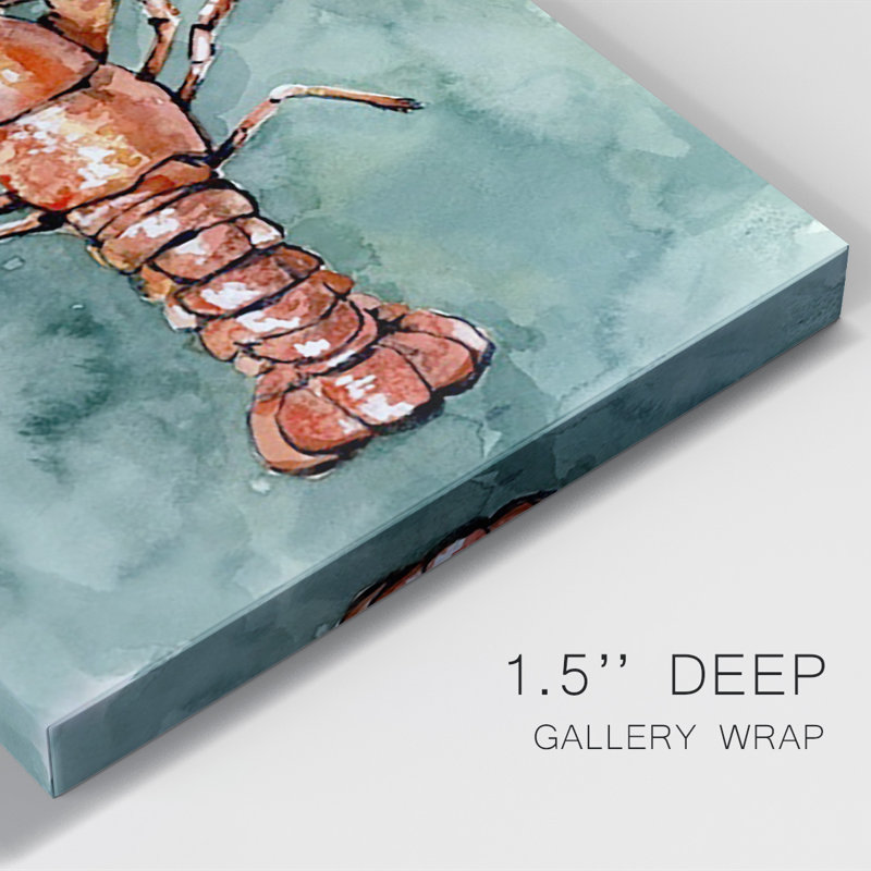 Toile tendue de qualité supérieure Aquatic Lobster II - prête à être accrochée, H 18 po x l 12 po x P 1 po