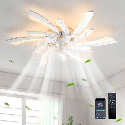 Ventilateur de plafond à DEL à intensité variable réversible à 7 pales avec lumière et télécommande Abson
