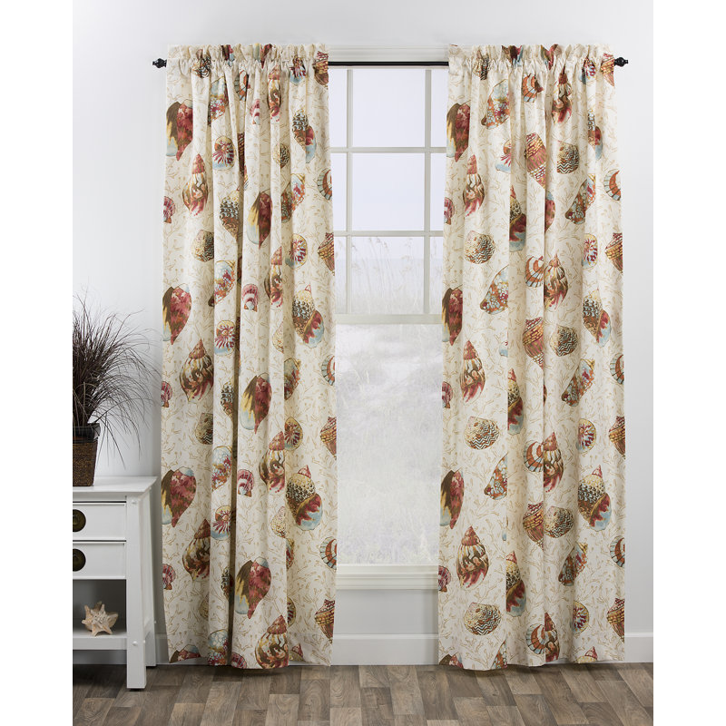 Seaside Treasures Sand Cotton Nautical Rod Pocket Panels, Orange