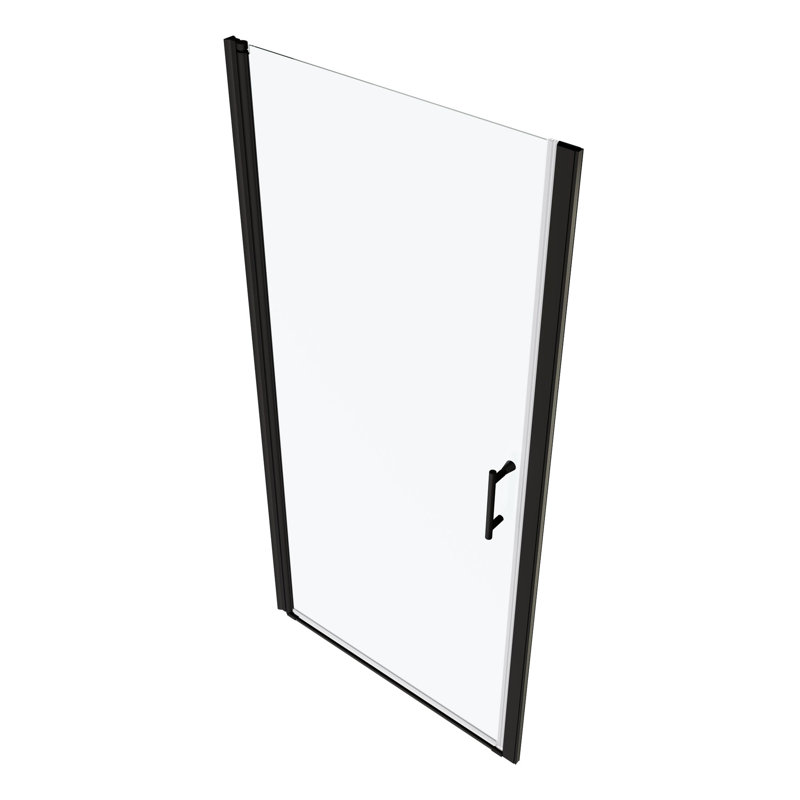Porte de douche pivotante en verre trempé transparent - noir mat pour salle de bain avec fuite 1/4 po