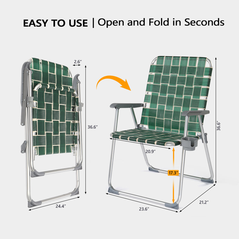 Green Aluminum Folding Beach Chair(Set Of 2)