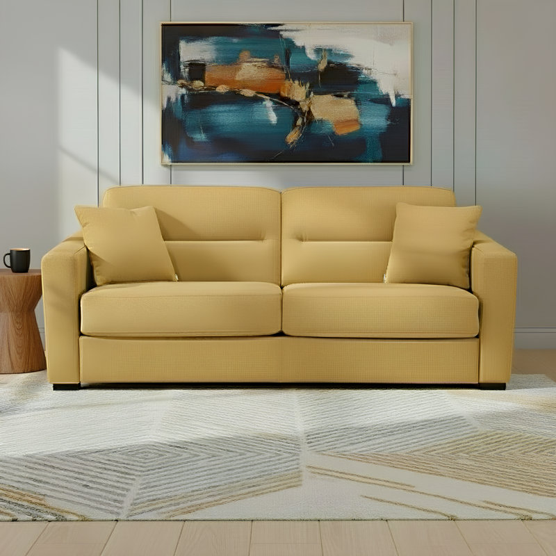 Canapé-lit gigogne de 81 po en tissu italien résistant aux taches et à l'abrasion Bjorgulfur, Tissu jaune DuraTex Performance