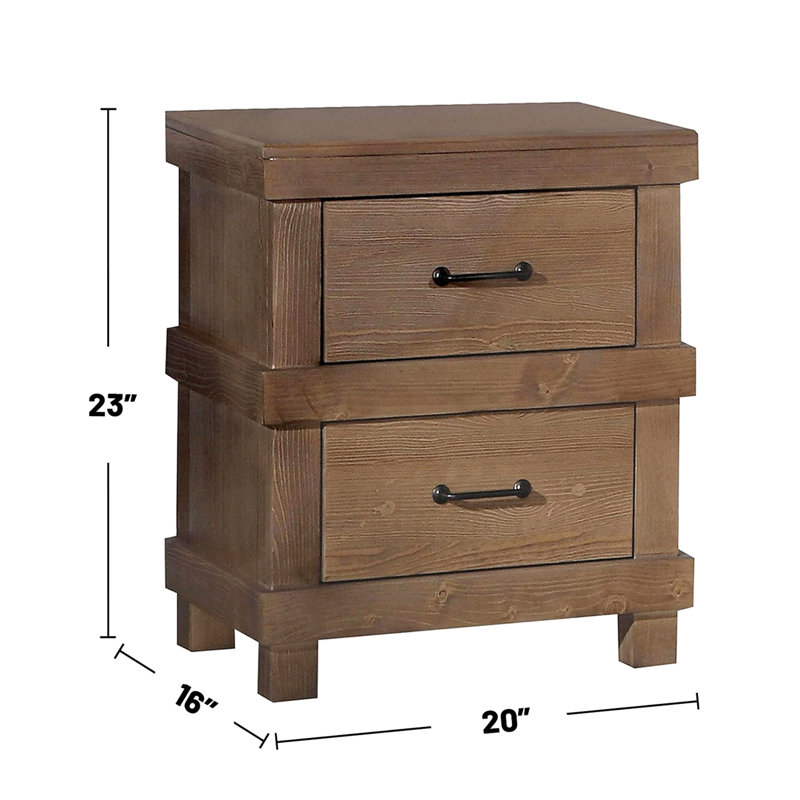 Table de chevet en chêne antique à 2 tiroirs pour chambre à coucher élégante 2