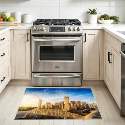 Clear Machine Washable,Old Historical Ancient Architecture Indoor Area Rug