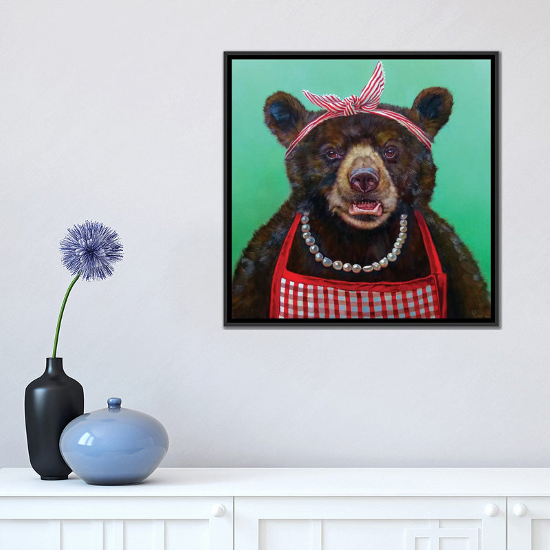 «Mama Bear», impression sur toile, H 18 po x l 18 po x P 1,5 po, Toile avec cadre noir, Pas de tapis