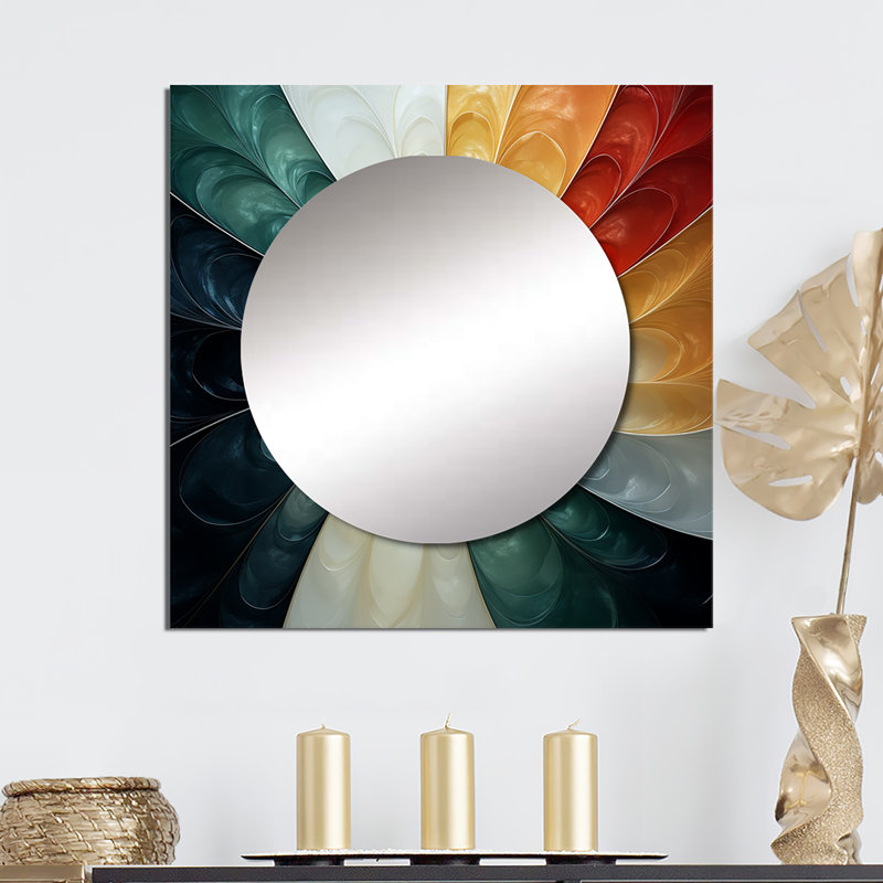 Spirale Miracle Of Cosmic Delight I - Grand miroir mural carré en spirale abstraite pour chambre à coucher, 29 po x 29 po